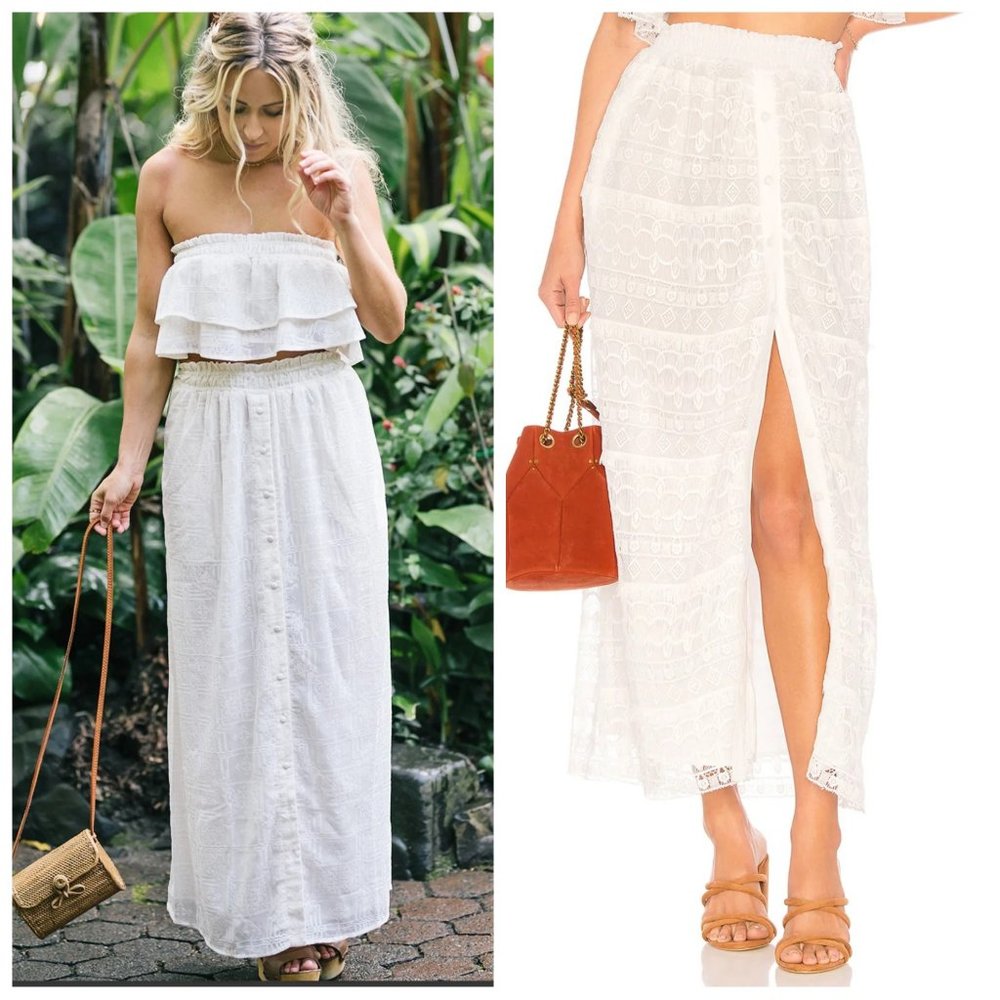 NEW Tularosa Stella Button Down Maxi Skirt in Shell Color Size Small